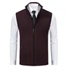 #4869 Autumn Winter Knitwear Sweater Vest Men Zipper Stand Collar Solid Color Outerwear Knitted Vest Man Cardigan Waistcoat Warm 4
