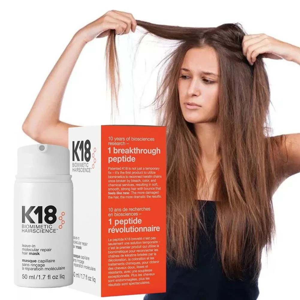 K18 Leave-In Repair Hair Mask Treatment Capelli Secchi Danneggiati 4 Minuti Per Evitare Danni Da Bleach Color Chemical Services 50Ml