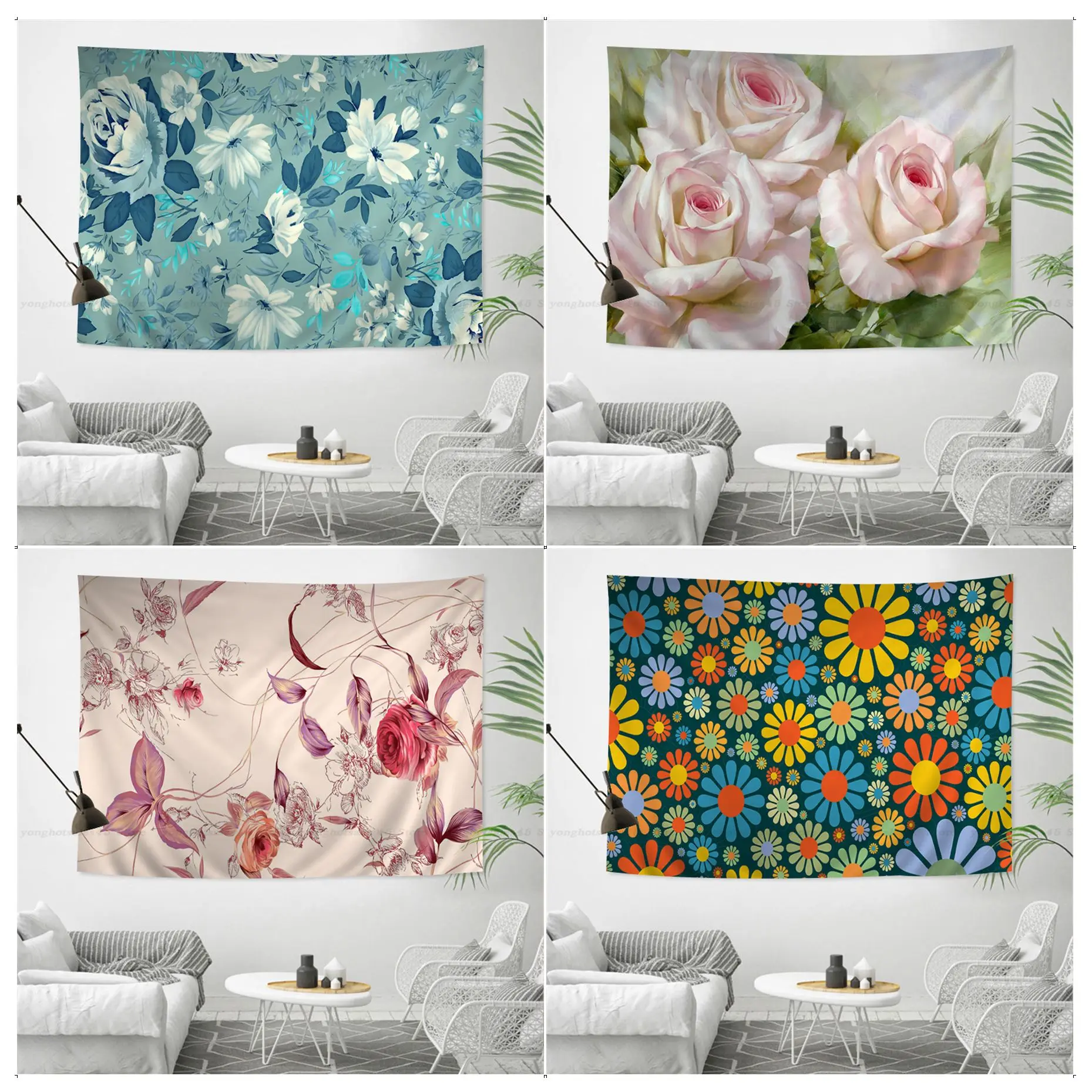 

Colorful Flowers Chart Tapestry Bohemian Wall Tapestries Mandala Home Decor