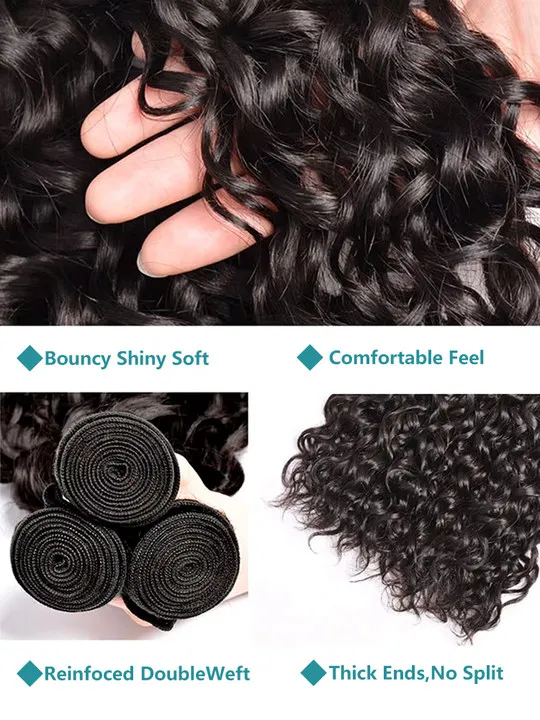 Human Hair Extensions Cosdelu 30 34 Inch Water Curly Remy 100% Human Hair Water Wave 1 3 4 Bundles Deep Wave Double Weft