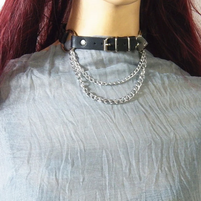 Frauen Gothic Taille Gürtel Kunstleder Riemen Kette Punk Halsband Bein Ring Schmuck – Detail 4