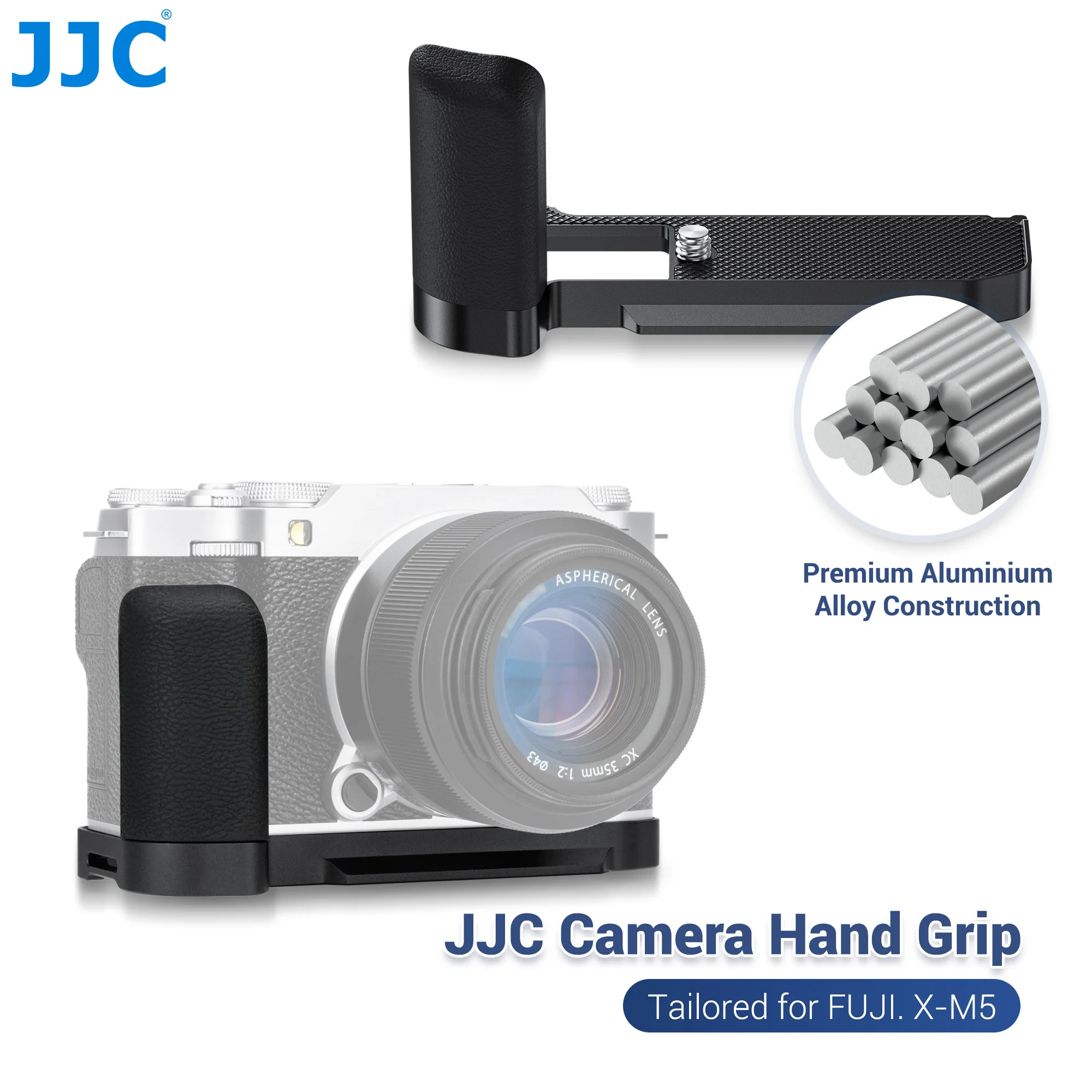 JJC X-M5 L-förmiger Metall-Handgriff für Fujifilm X-M5 XM5 Kamera mit Arca Swiss Schnellwechselplatte Silikon-Handgriff – Detail 1