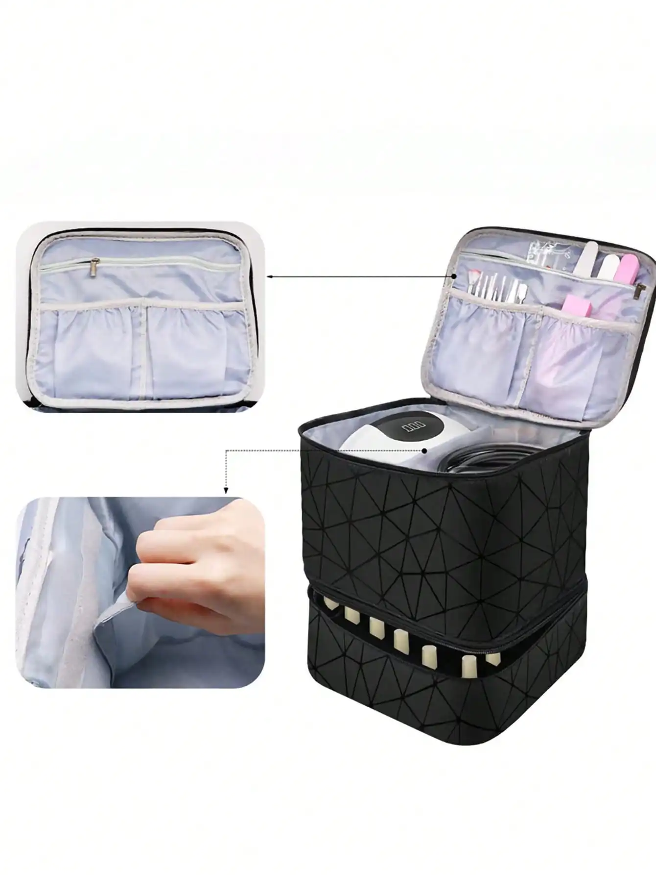 Women's Portable Double-layer Nail Polish Storage Bag Organizer Travel Essential Oil Storage Box Multi-function Storage Bag