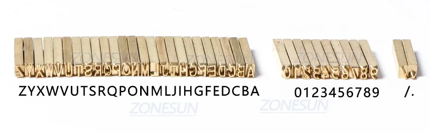 ZONESUN Alphabet Letter Fonts Of Ribbon Printer Heat Stamping Head Hot Stamping Spare Part Expiration Code Printing Machine
