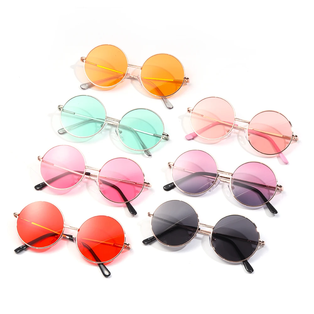 Kinder süße Candy Farbe Sonnenbrille Jungen Mädchen Retro Runde Rahmen Sonnenbrille UV 400 wilden britischen Stil Kinder Brillen_voghion.com