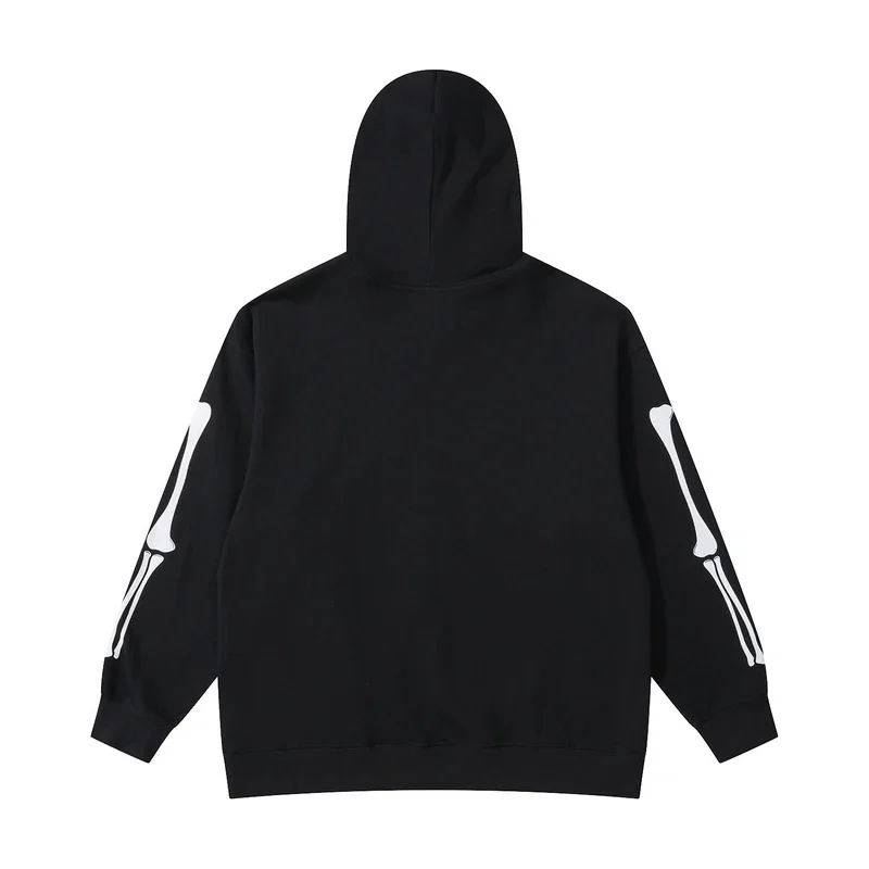 Tideshec Harajuku Earth skull print Loose Hoodie Hooded Sunscreen Jacket 2024 Black Retro Streetwear Men\'s Fashion Tops