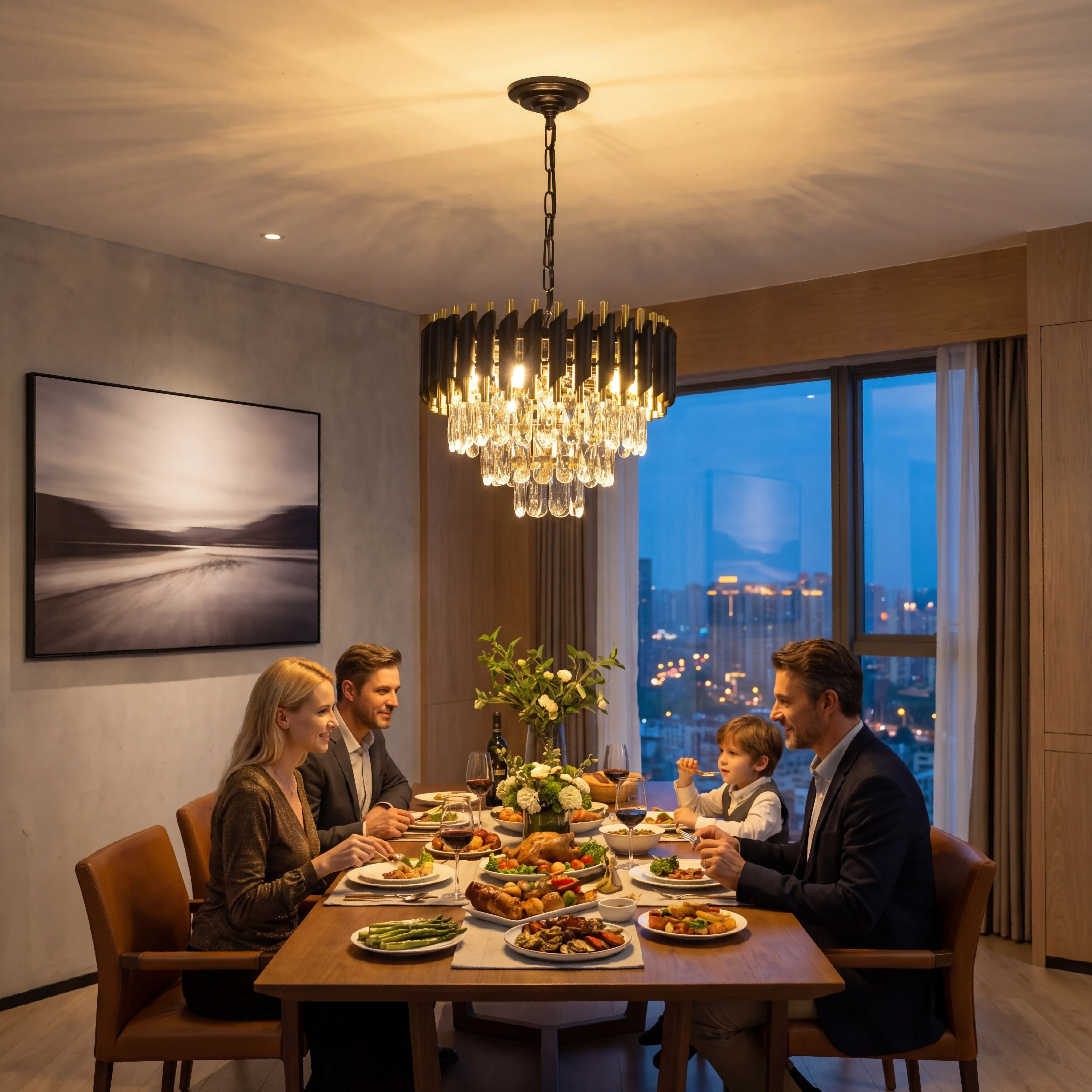 Modern Black & Gold Chandelier 3