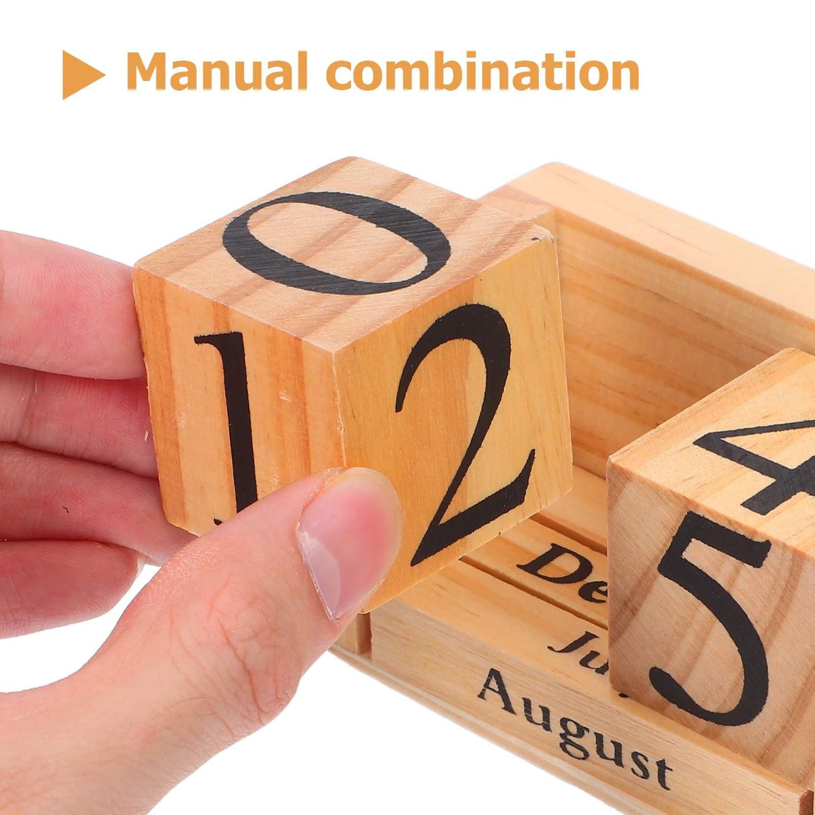 Wooden Calendar For Desk Block Perpetual Calendar - Manual Date Display Rustic Office Decor For Daily Use And Home Decoration