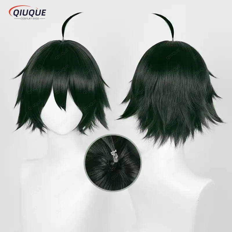 

Anime Tadashi Yamaguchi Cosplay Wig Short Dark Green Heat Resistant Hair Synthetic Hair Anime Cosplay Wigs + Wig Cap