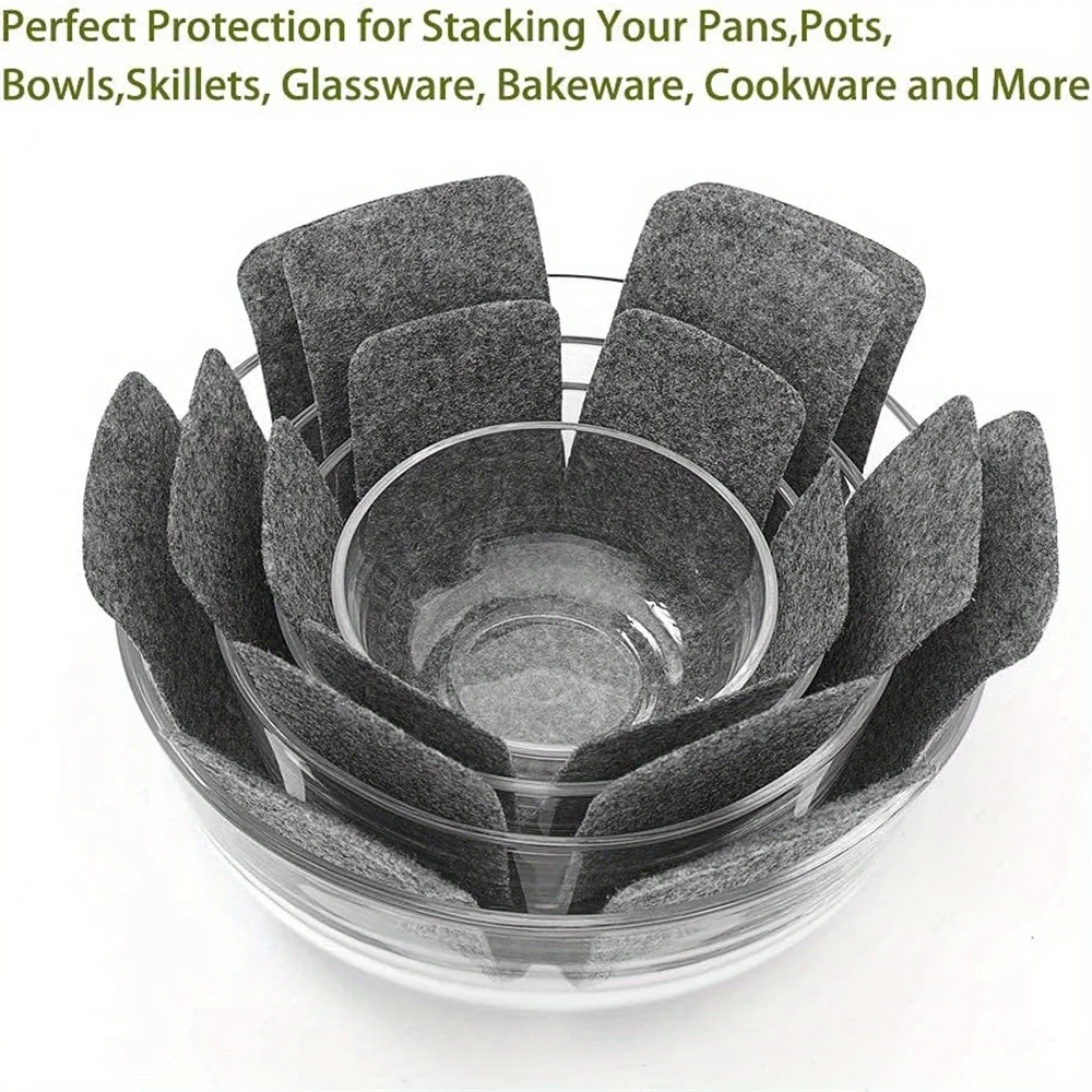12 Piece Pot Protector Set (3 Sizes) - Stackable Pans Bowls Frying Pans & Glassware Mats PS Material Kitchen Tools