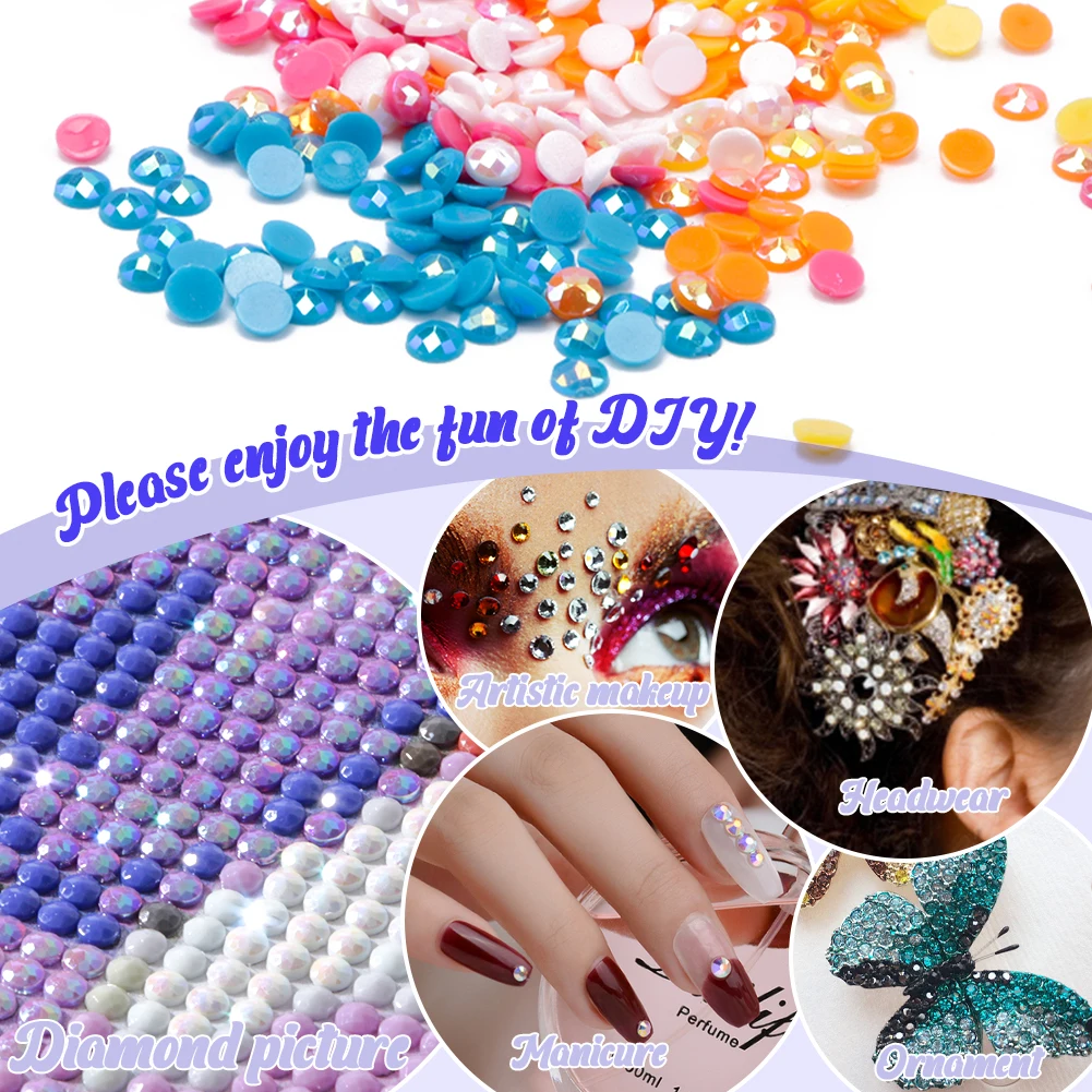 35 Colors Square/Round Diamond Resin Beads Diamond Art Kit AB Drill Gem Art  Nails Crafts for 5D Diamond Painting Accessories