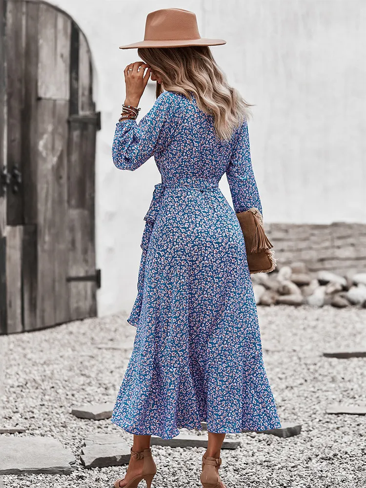 fitted lace wedding dress Daiki Maxi Dress Blue in Knit Fabric main image 0