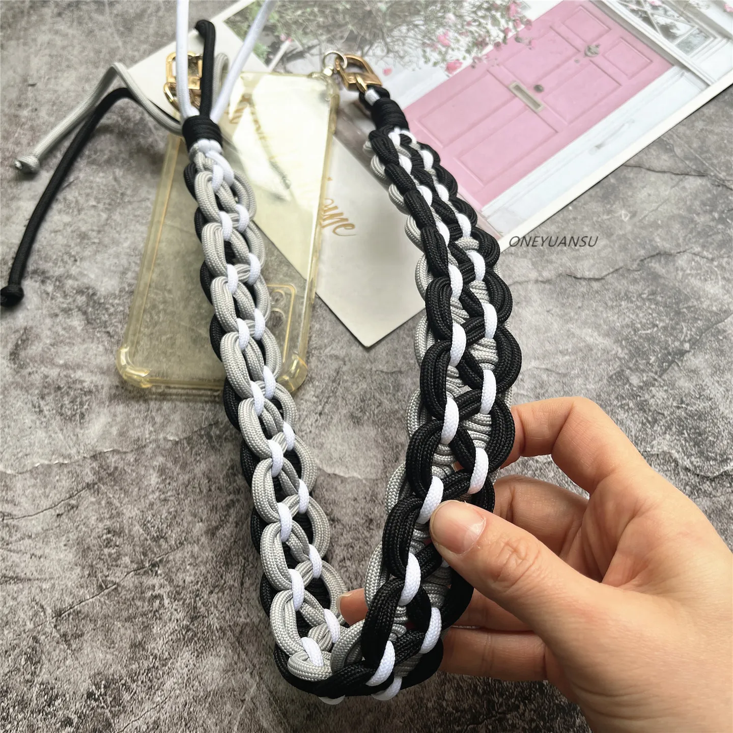 가방 스트랩 수제 끈 DIY 액세서리 스트랩 골드 키링 숄더 로프 럭셔리 랜야드 휴대폰 줄 장식 체인