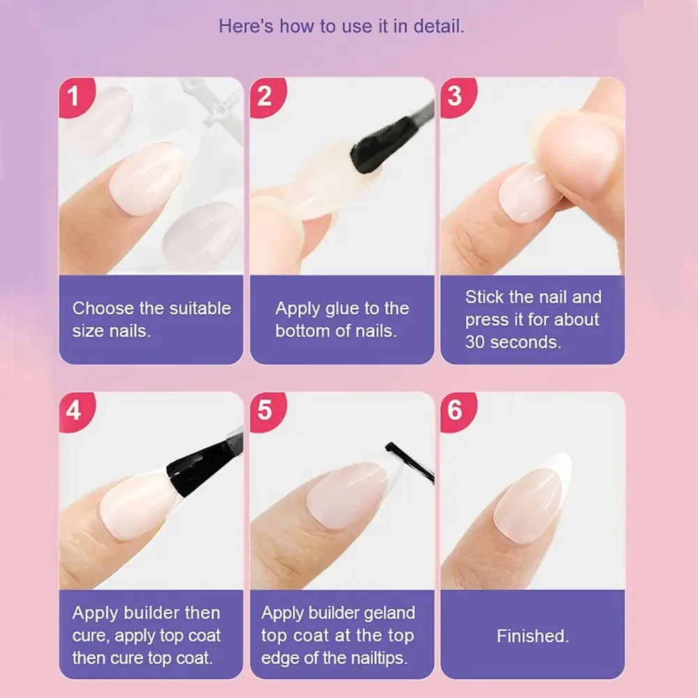 108pcs New Mixed Color French False Nail Pink Almond Coffin Fake Nail Full Cover Acrylic Press On Nails DIY