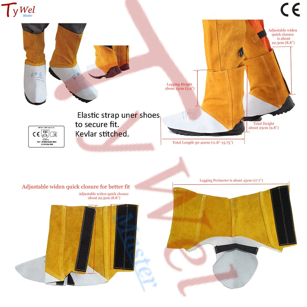 Cowhide Leather Welding Gaiter CE Flame Heat Abrasion Spark