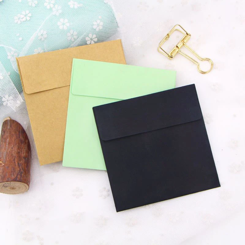100Pcs Mini Paper Envelopes 10x10cm Mini Gift Greeting Card Business Card Envelope Western Envelopes for Wedding Invitation