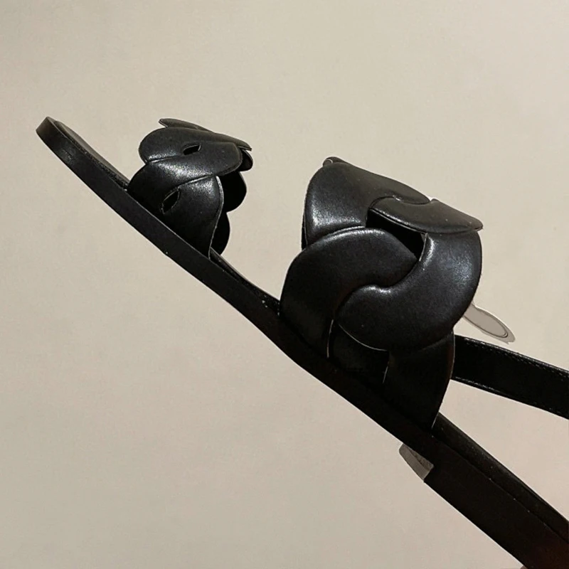 

2023 Women Sandals Summer New Unique Upper Design Square Head Open Toe Female Shoes Fashion Versatile Fairy Shoes Free Shipping