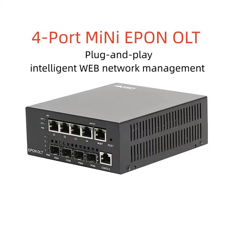 HIOSO Mini 4PON EPON OLT Optical Fiber Device DC12V Network SNMP FTTH