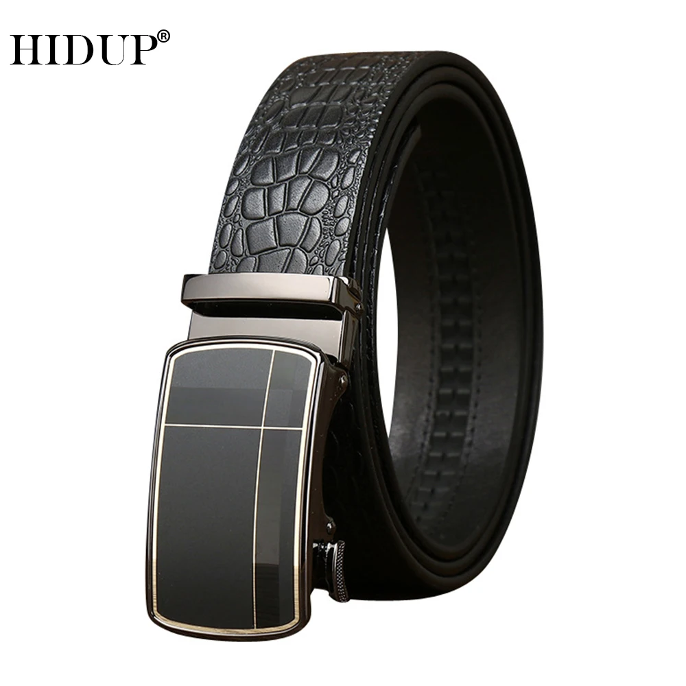 HIDUP Top Quality Solid Pure Cow Cowhide Leather Automatic Ratchet Belts 3.5cm Width NWJ1225