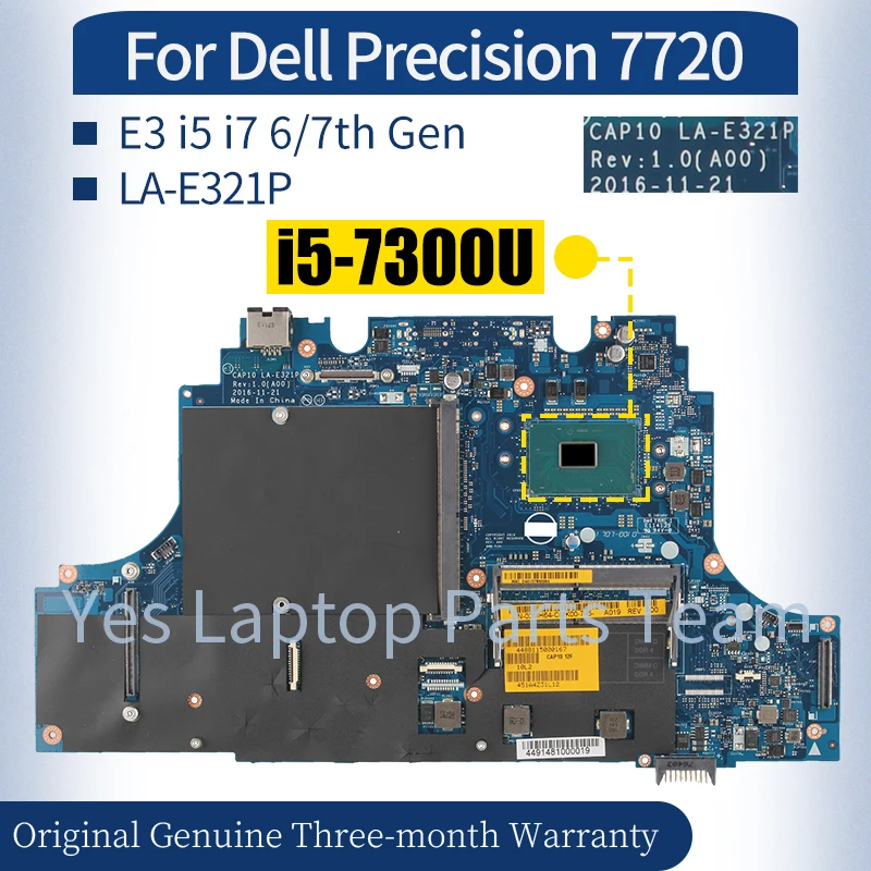 Placa Mae Dell Precision 7720 Corei7-7700hq La-e321p Azul