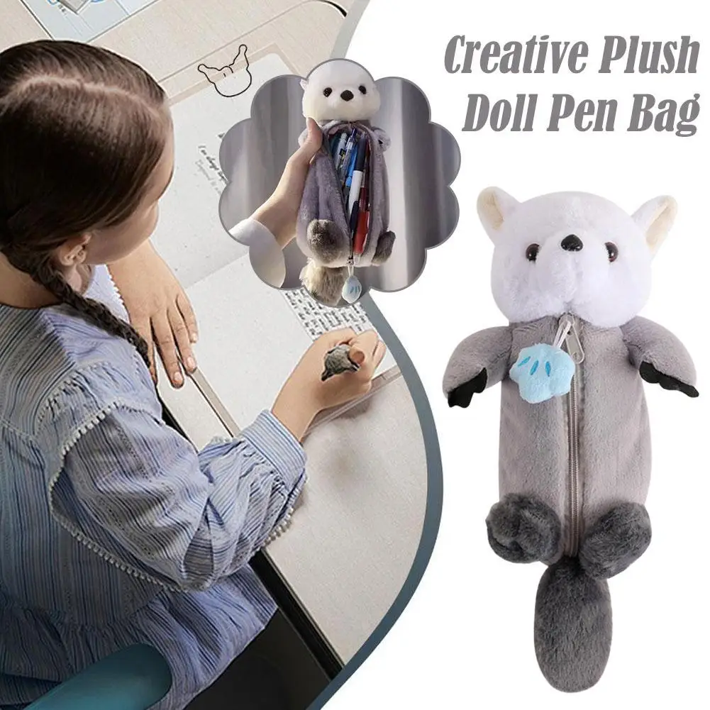 

Cute Cartoon Plush Otter Doll Pencil Case Pen Pencil Storage Pouch Students Stationery Office School Supplies Gift for Frie D4K6