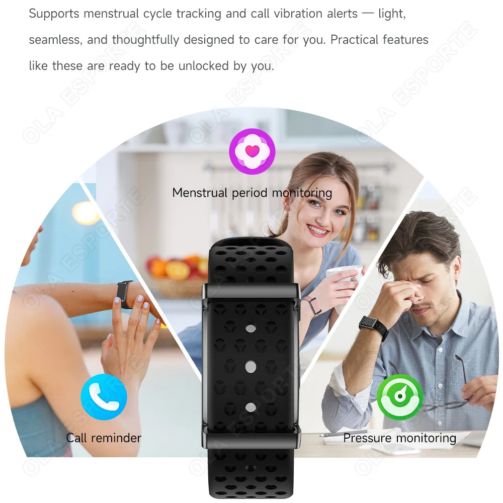 2026 Smart Watch Men Women Fitness Smart Bracelet Sports Band Heart Rate Blood Pressure Monitor Waterproof Multifunction Watches 6