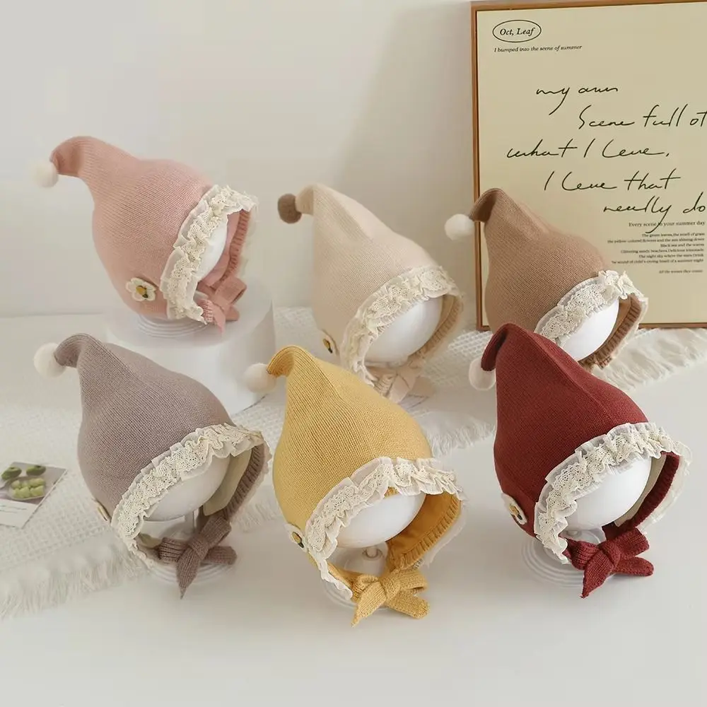 Knitted Baby Hat with Lace Brim for Cold Weather