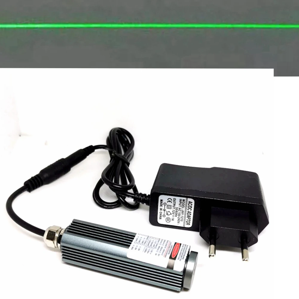 DC5V Power Adapter Waterproof 532nm 50mw Green Laser Module Line Beam 25x75mm dc12v 532nm 50mw laser diode module green high power lazer dot beam