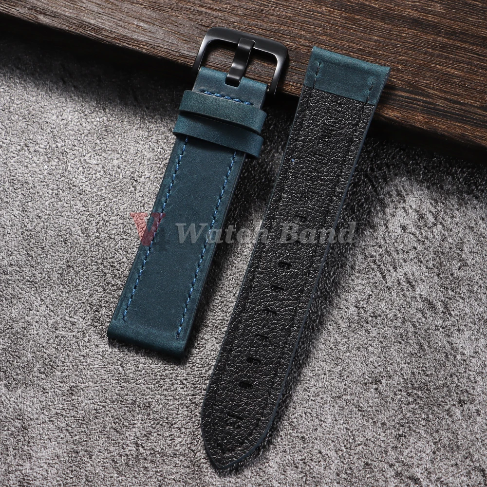 Vintage Sport Leather Watch Band with Stainless Steel Buckle