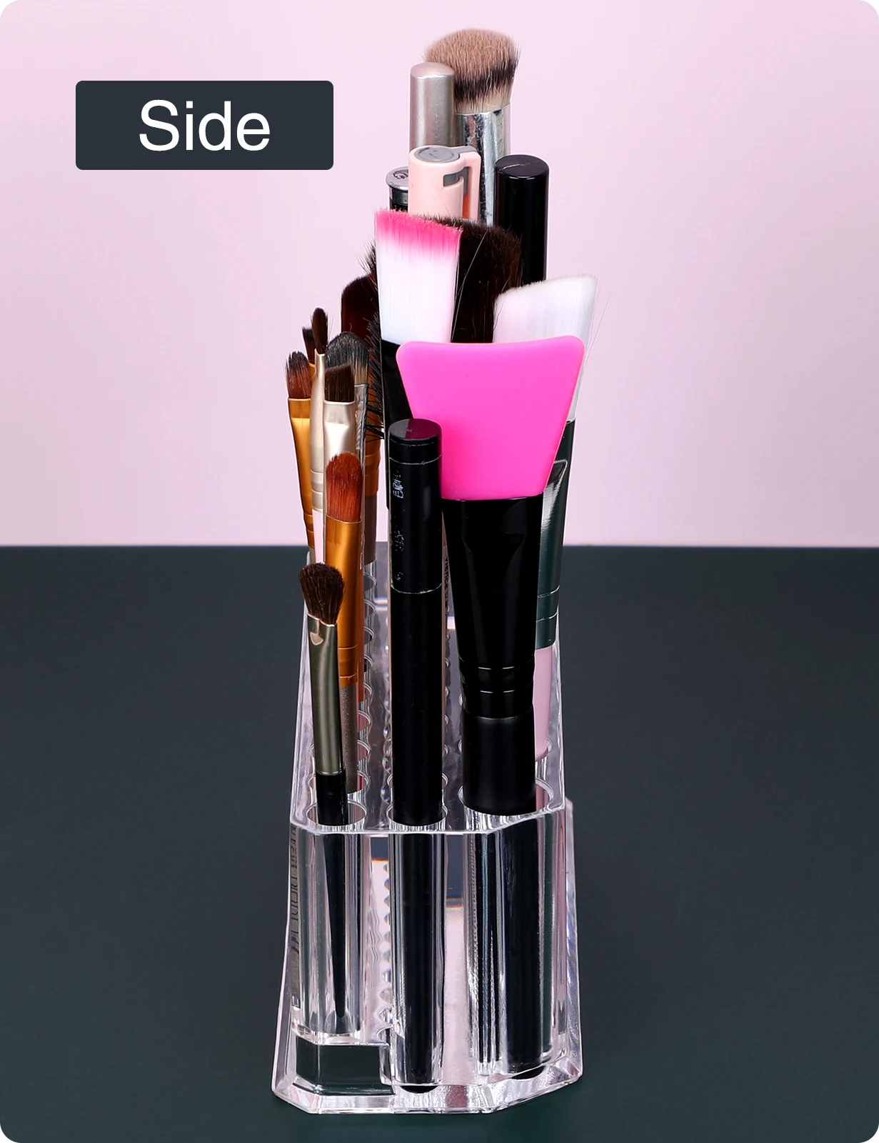Makeup Organizer Small Clear Acrylic Compact Brush Lip Liner Pencil Mascara Eyeliner 26 Slots