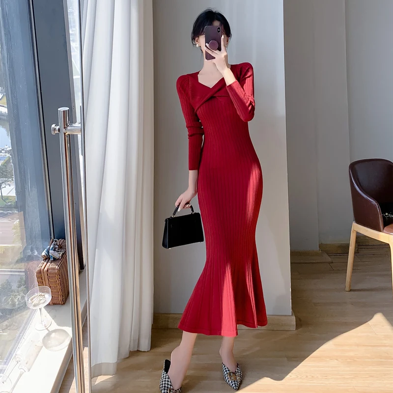 Bodycon Dresses Red Tight Long Sleeve Dress Red Tight Fitted