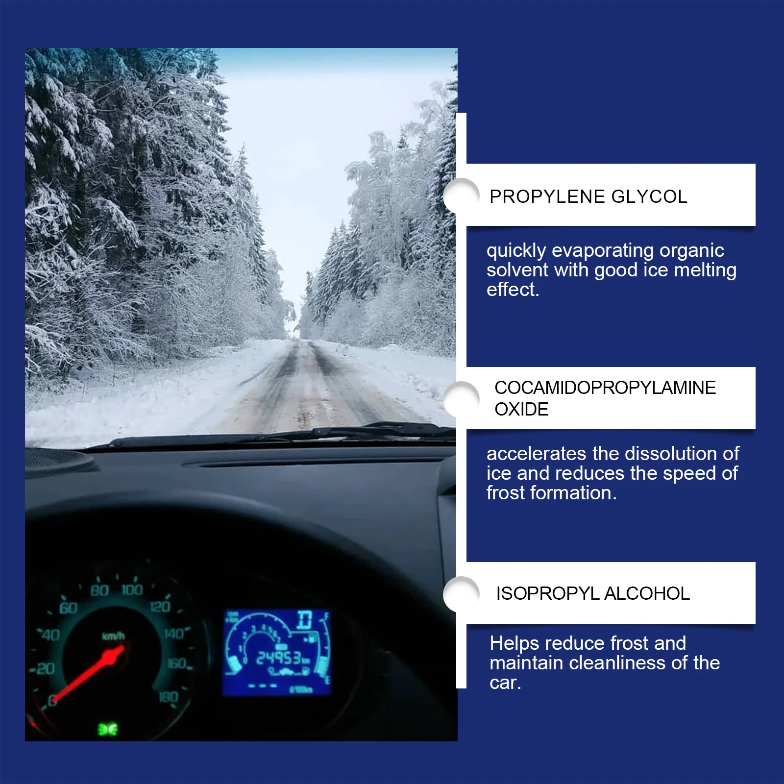 Windshield Deicer Spray Car Deicer Windshield Defroster Spray De-Icer Frost Remover Ice Melt Fast Acting Melts Ice