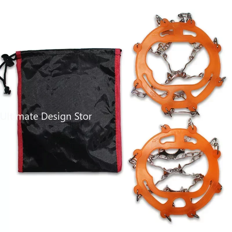 Ice Gripper Spike Climbing Crampons Quality Outdoor Climbing Antiskid Crampons Winter Walk 8 Teeth Ice Fishing Snowshoes Manganese Steel Slip Shoe Covers