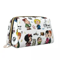 Large Capacity Characters Mafalda Cosmetic Bags Portable Leather Makeup Pouch Women Washbag Funny Lovely Toiletry Kit 1