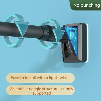 ราวม่านอาบน้ำสีขาวยาว5ม. แกนยืดสไลด์ปรับความตึงทำจากสเตนเลสสตีลสำหรับหน้าต่างห้องน้ำไม่มีรูยึดแบบเรียบง่าย 2