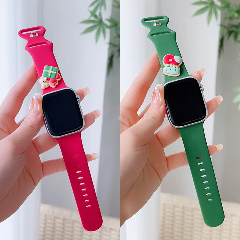 

Merry Christmas Strap for Apple Watch 8 7 SE 6 Silicone Band Replaceable Bracelet for iWatch 45mm 44mm 42mm Smartwatch Watchband