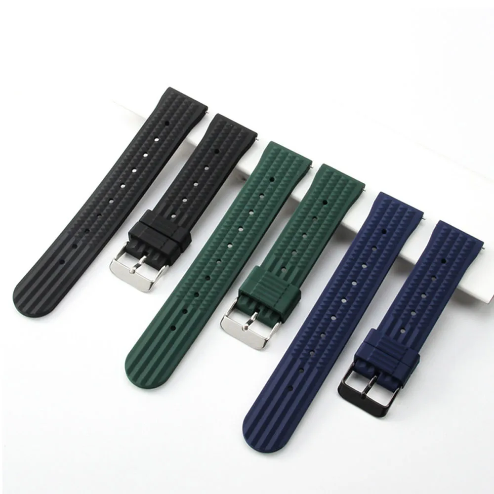 

20MM 22MM Rubber Waffle Watch Band For Seiko Soft Rubber Watch Strap Waterproof Replacement Universal Watchbands
