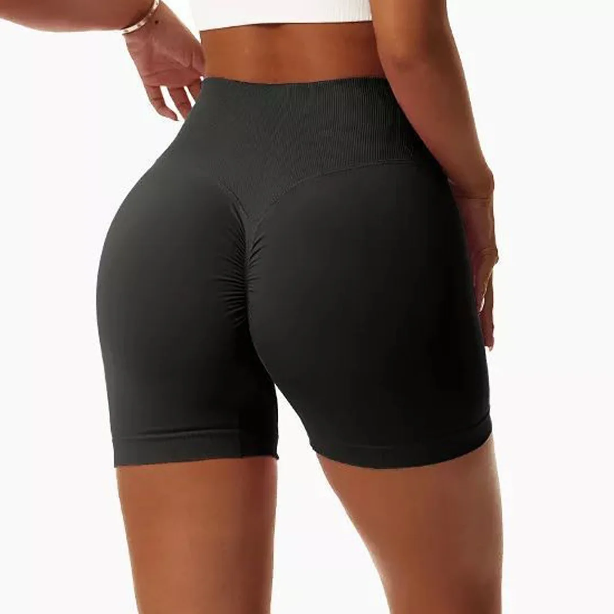 Yoga Impact Shorts Women Scrunch Bum Gym Shorts Low Waist Seamless Yoga Workout Biker Short Stretch Fitness Short Pants