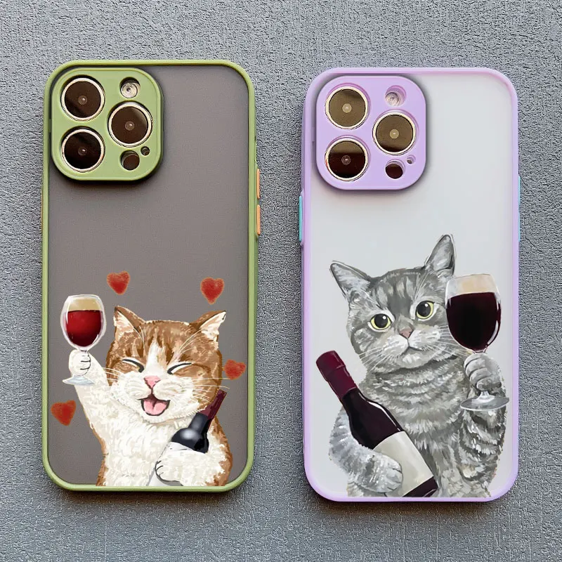 Charming Happy Cat Red Wine Decorative Phone Case