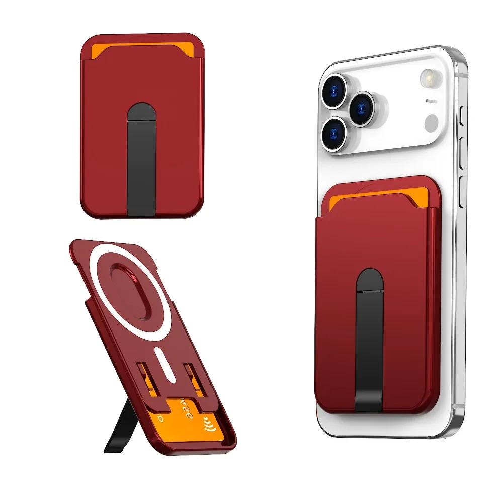 Magnetic Wallet Case with Phone Stand and Credit Card Holder - Vertical Bracket and Card Organizer Cover