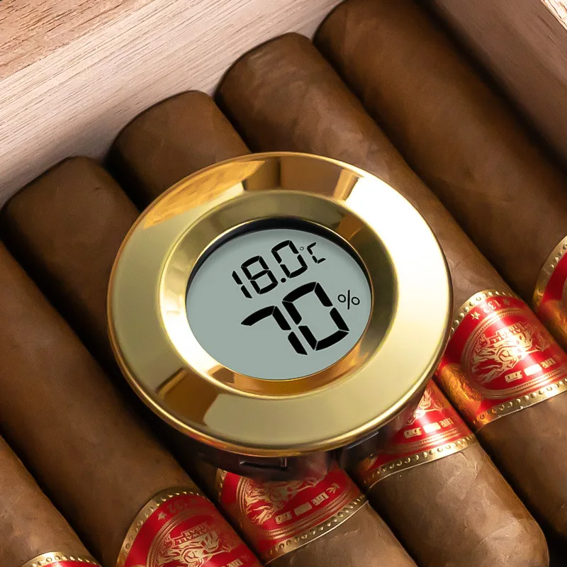 Mini Insert Digital Cigar Hygrometer Thermometer Humidor Portable Accessories for Cigars Hygrometer Round Tobacco Gadget 3