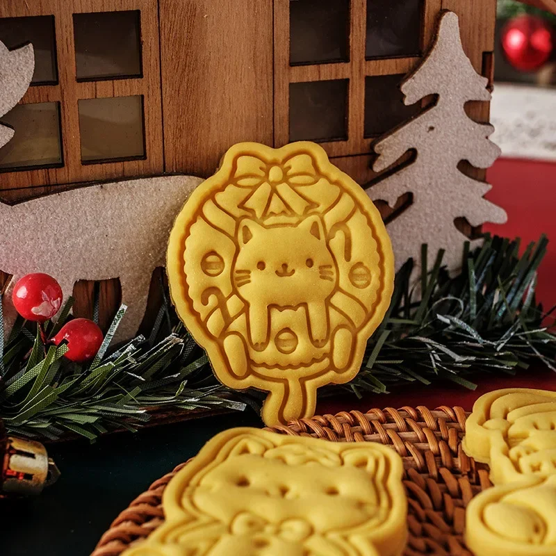 Cartoon Christmas Cat Cookie Cutter Mold Fondant Cake Cookies Decoration Cutting Mold DIY Baking Pastry Tool Kitchen Product cookie cutter cookie mould fondant cutter cookie printing mold baking mold baking decorating tools
