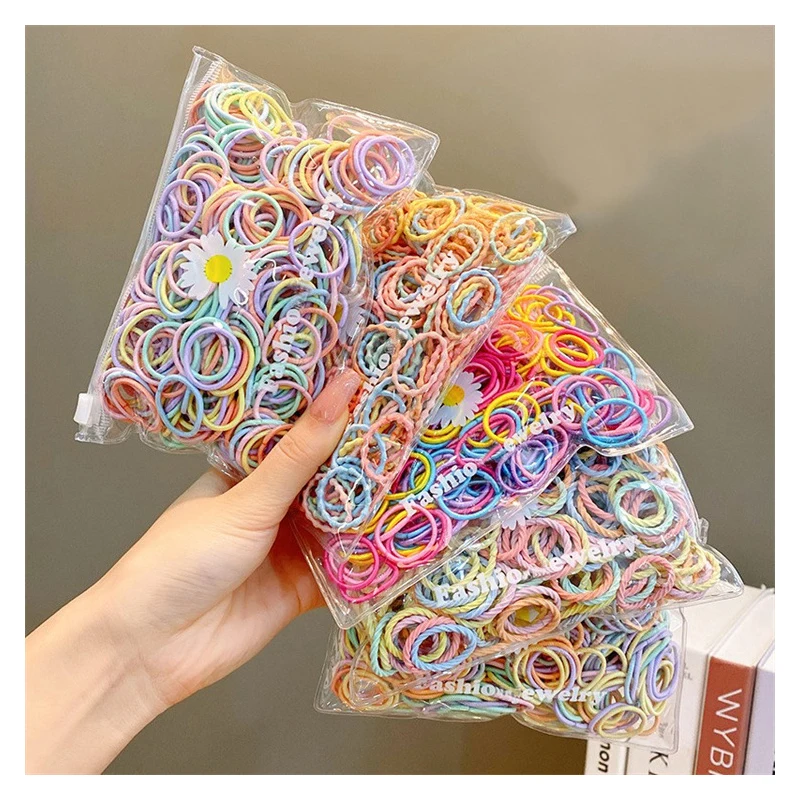 100 Pcs Candy Color Hair Bands for Girls