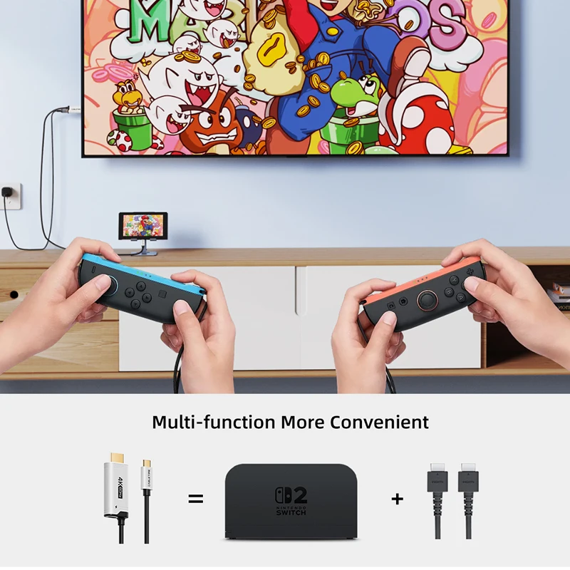 CABLETIME 4K60Hz USB C-HDMI 케이블 PD 100W 타입 C-HDMI 케이블 어댑터, 닌텐도 스위치 2 OLED, PS4/5 호환
