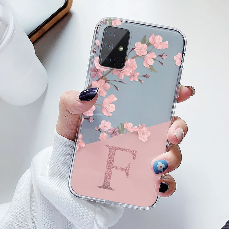 Luxurious Transparent Soft Slim Clear Bumper Case with A-Z Letters Back Cover