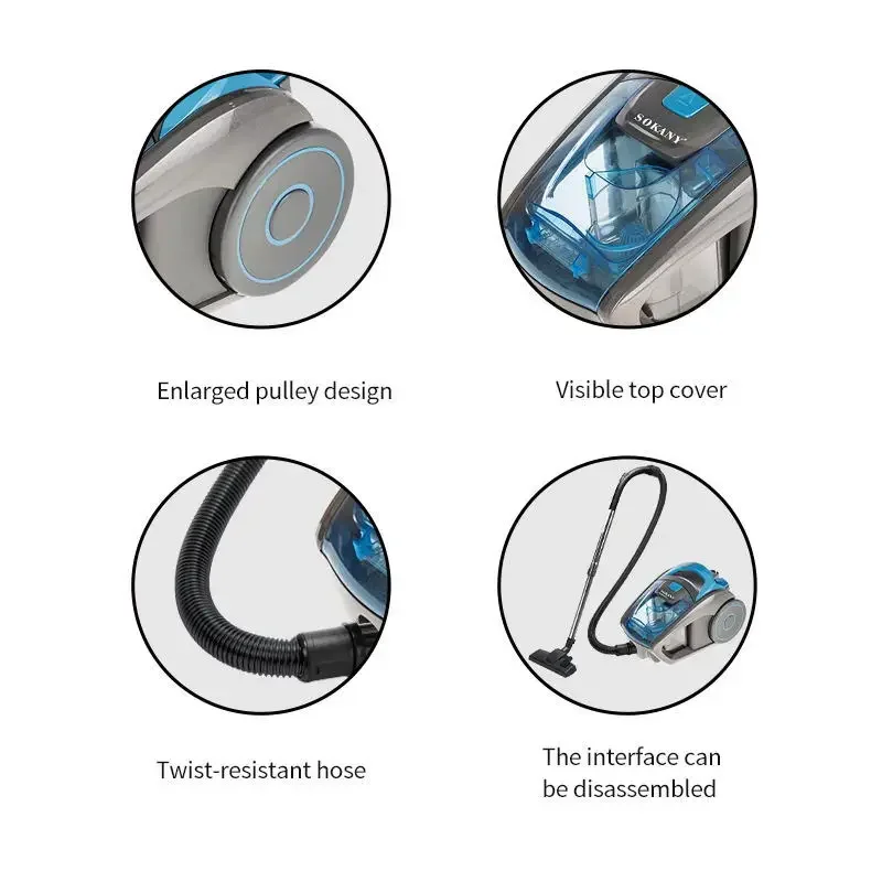 Houselin 2800W Bag Can Vacuum Cleaner, Corded Vacuum Cleaner, 1.5 Litre Capacity, Wet & Dry, Aluminium Telescopic Pole 4