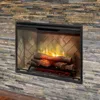 36 Inch Built-in Electric Fire Box - Herringbone Brick Background - Front Glass Panel, Fire Box and Plug Kit 1
