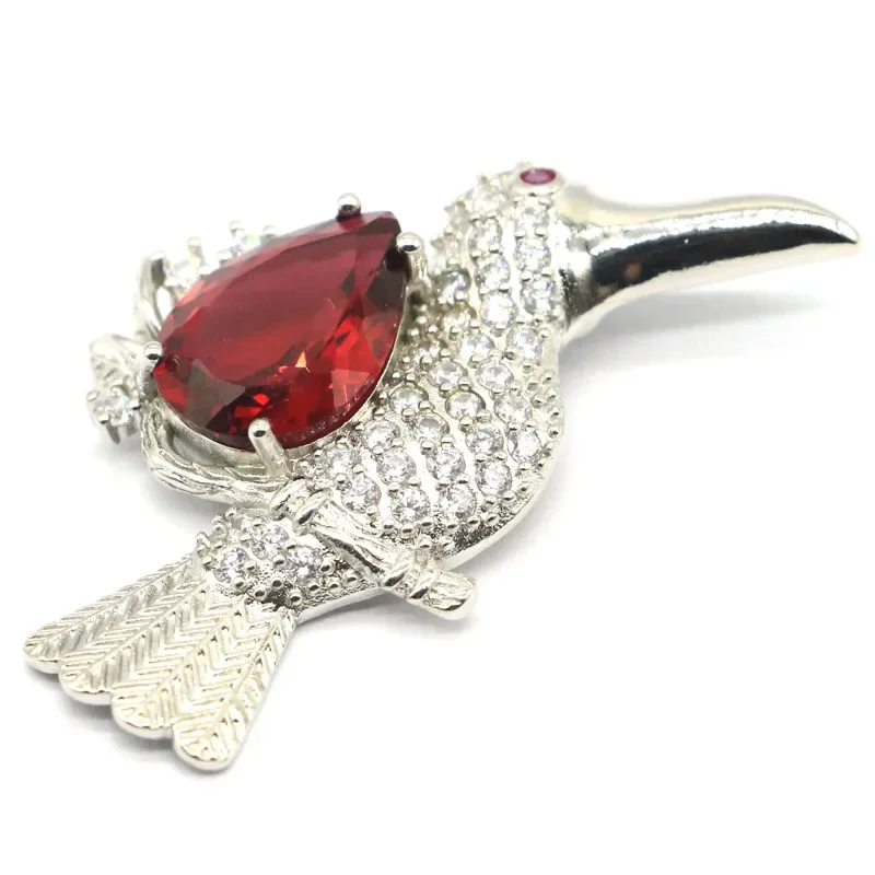 9g Real Customized 925 Solid Sterling Silver  PENDANT Bird Shape Orange Spessartine Fire Rainbow Violet Topaz Rhodolite Garnet C