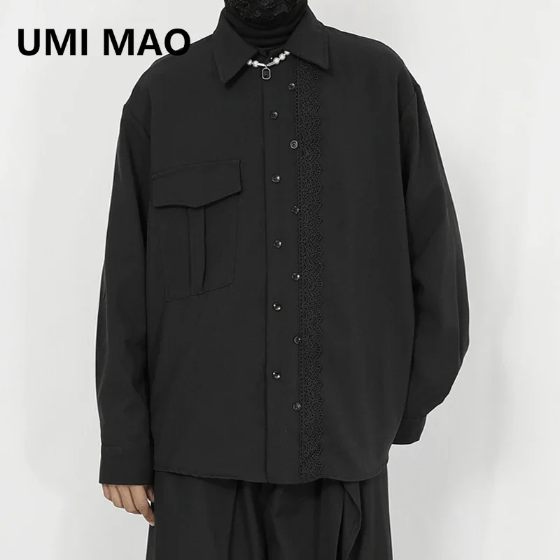 

UMI MAO Yamamoto Style Top 2024 Spring New Men's Shirt Casual Black Crowd Design Loose Long Sleeved Shirt