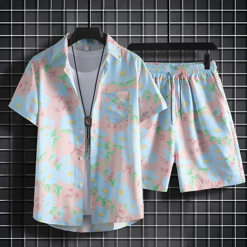 thumbnail image 1 of Conjunto de pantalones cortos lisos para hombre, trajes deportivos, camisetas gráficas, conjuntos de camisetas cortas para hombre, estampado de dos piezas, estilo coreano 2024, trajes para exteriores, 1 of 5